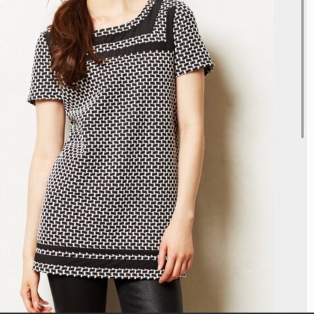 Anthropologie Black and White Tunic Top